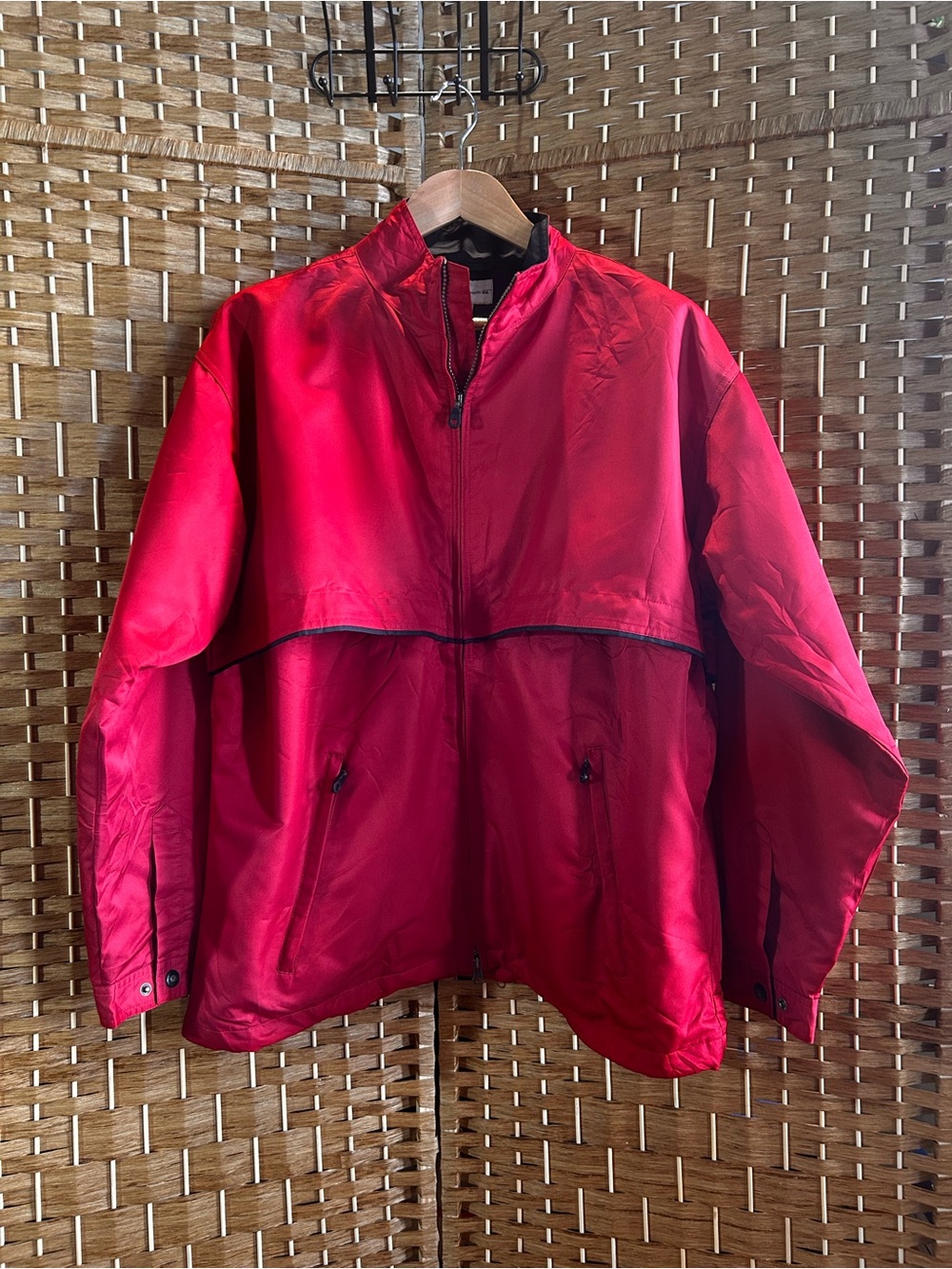 Cutter & Buck CB WeatherTec Red Black Full Zip Windbreaker Jacket XL